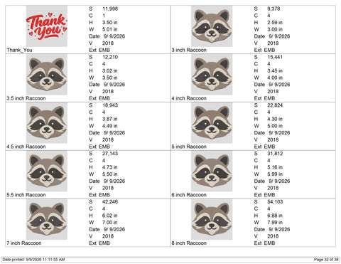 Cute Raccoon Face Embroidery Design – Woodland Animal Machine Embroidery File, Raccoon Head Forest Animal Design Embroidery/Applique DESIGNS PatternFeed8 
