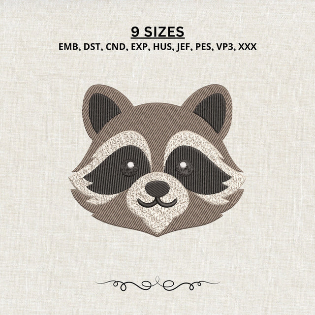 Cute Raccoon Face Embroidery Design – Woodland Animal Machine Embroidery File, Raccoon Head Forest Animal Design Embroidery/Applique DESIGNS PatternFeed8 