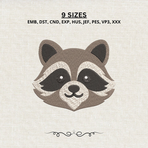Cute Raccoon Face Embroidery Design – Woodland Animal Machine Embroidery File, Raccoon Head Forest Animal Design Embroidery/Applique DESIGNS PatternFeed8 