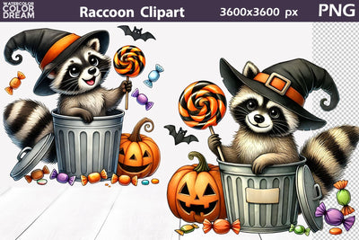 Cute Raccoon Halloween Clipart | Funny Raccoon Sublimation Sublimation WatercolorColorDream 
