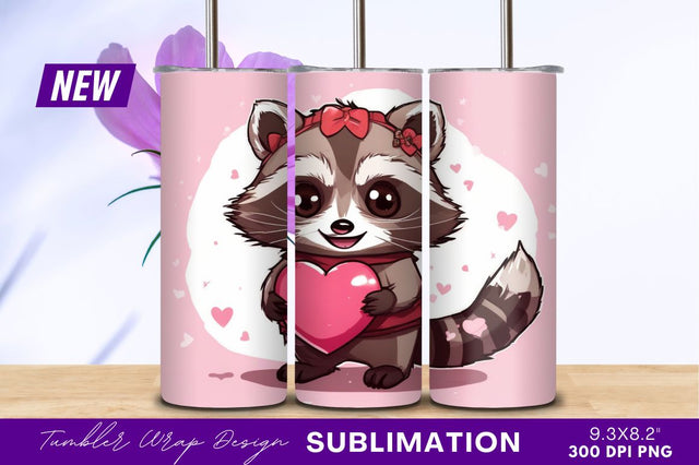Cute Raccoon Holding Heart Tumbler Png Sublimation Regulrcrative 
