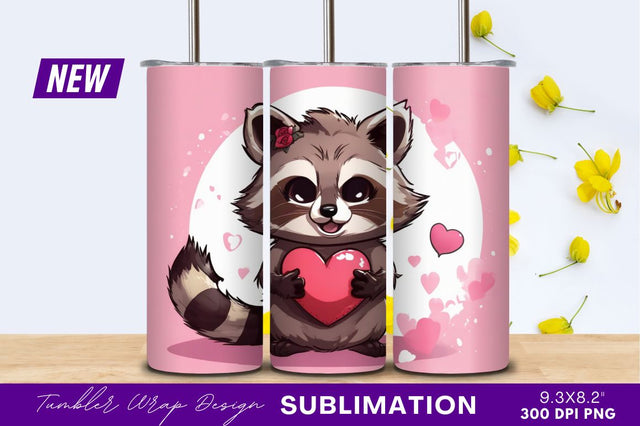 Cute raccoon holding heart valentines day vector Sublimation Regulrcrative 