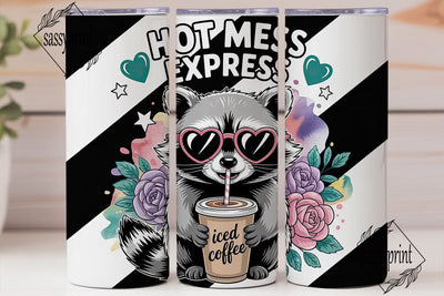 Cute Raccoon Iced Coffee 20oz Tumbler Sublimation sassyprint 