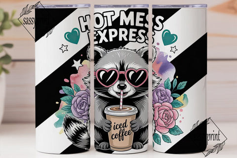 Cute Raccoon Iced Coffee 20oz Tumbler Sublimation sassyprint 