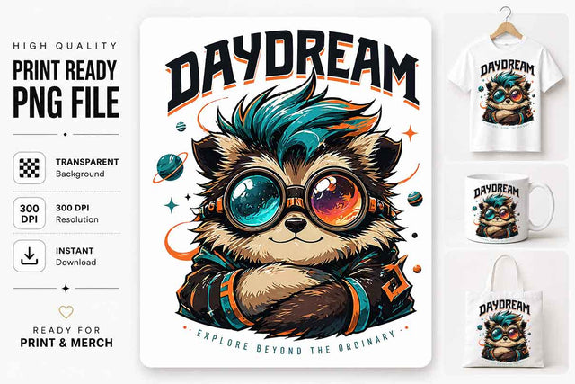 Cute Raccoon PNG | Dreamer Animal Sublimation PNG Digital Download SVG BillahCrafts 
