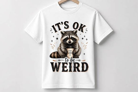 Cute Raccoon Quote PNG | It's OK to Be Weird Digital Download SVG BillahCrafts 