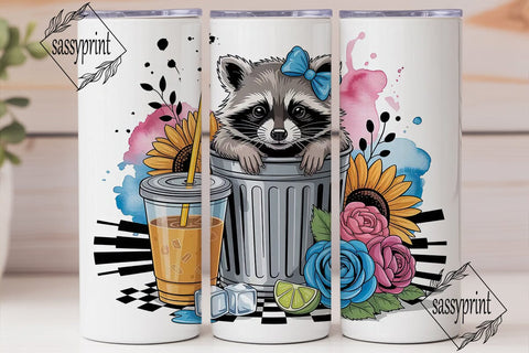 Cute Raccoon Tumbler Wrap 20oz Sublimation sassyprint 