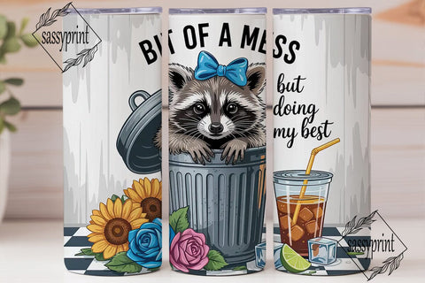 Cute Raccoon Tumbler Wrap 20oz Sublimation sassyprint 