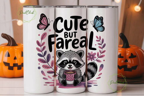 Cute Raccoon Tumbler Wrap PNG Sublimation PixelChick 