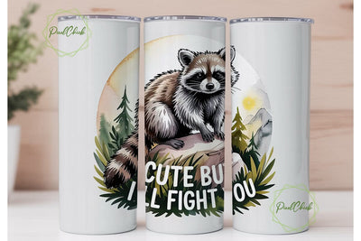 Cute Raccoon Tumbler Wrap PNG Sublimation PixelChick 