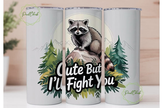 Cute Raccoon Tumbler Wrap PNG Sublimation PixelChick 