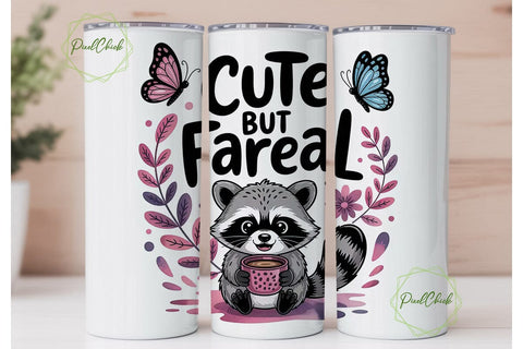 Cute Raccoon Tumbler Wrap PNG Sublimation PixelChick 
