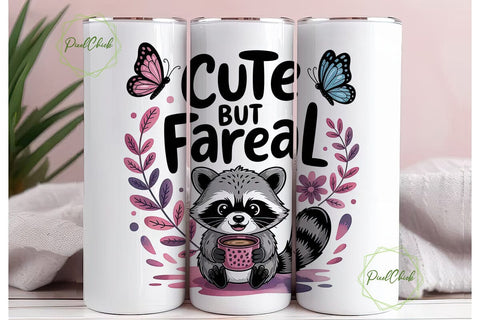 Cute Raccoon Tumbler Wrap PNG Sublimation PixelChick 