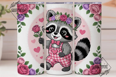 Cute Raccoon Valentine's 20oz Tumbler Sublimation sassyprint 