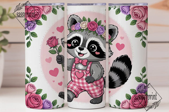 Cute Raccoon Valentine's 20oz Tumbler Sublimation sassyprint 