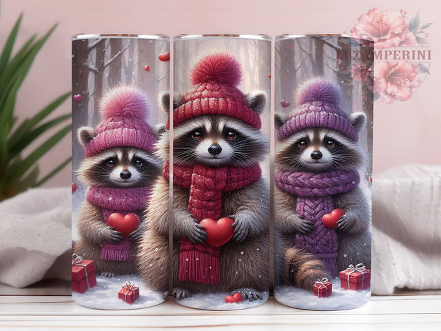 Cute Raccoon Valentine's 20oz Tumbler, Valentine's Day Gift, 20oz Tumbler Wrap, Sublimation Design, Cute Raccoons, Valentine's Day Tumbler, Animal Lover Gift Sublimation Li Zamperini 
