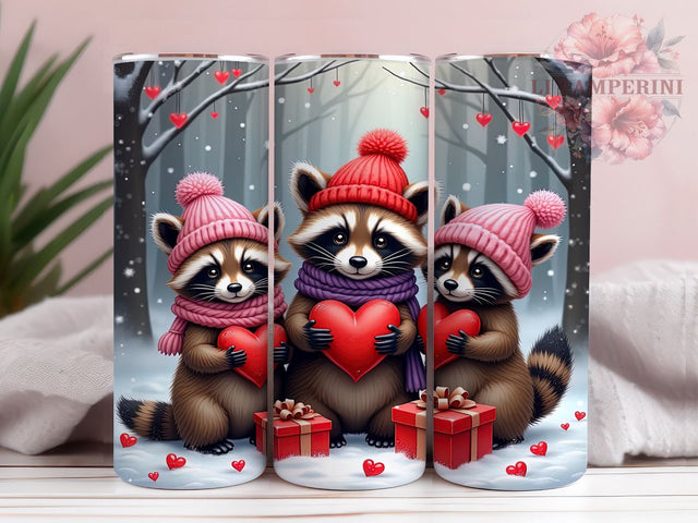 Cute Raccoon Valentine's 20oz Tumbler, Valentine's Day Gift, 20oz Tumbler Wrap, Sublimation Design, Cute Raccoons, Valentine's Day Tumbler, Animal Lover Gift Sublimation Li Zamperini 