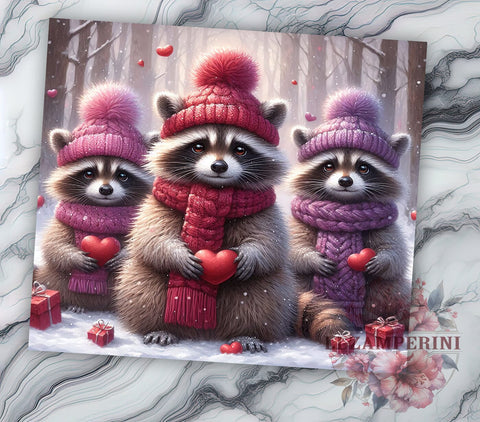 Cute Raccoon Valentine's 20oz Tumbler, Valentine's Day Gift, 20oz Tumbler Wrap, Sublimation Design, Cute Raccoons, Valentine's Day Tumbler, Animal Lover Gift Sublimation Li Zamperini 