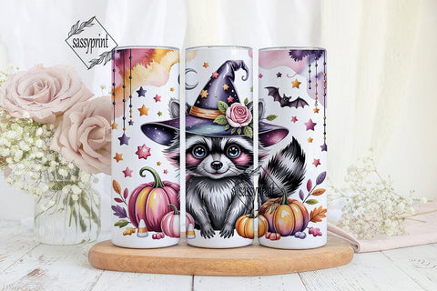 Cute Raccoon Witch Halloween Tumbler Sublimation sassyprint 