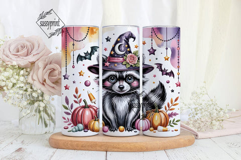 Cute Raccoon Witch Halloween Tumbler Sublimation sassyprint 