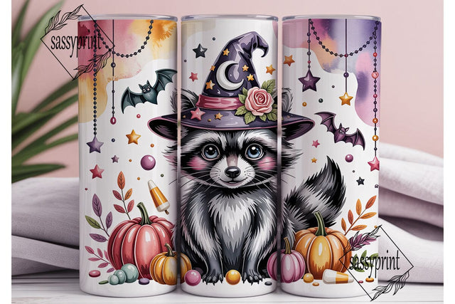 Cute Raccoon Witch Halloween Tumbler Sublimation sassyprint 