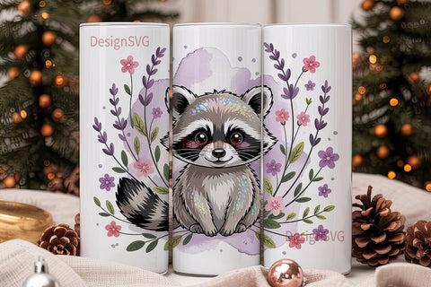 Cute Raccoon with Lavender 20oz Tumbler Sublimation DesignSVG 