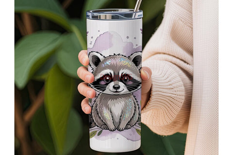 Cute Raccoon with Lavender 20oz Tumbler Sublimation DesignSVG 