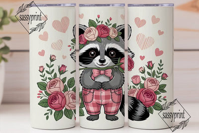 Cute Raccoon with Roses 20oz Tumbler Sublimation sassyprint 