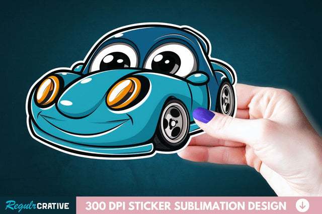 Cute Racing Car Sticker Clipart Sublimation Regulrcrative 