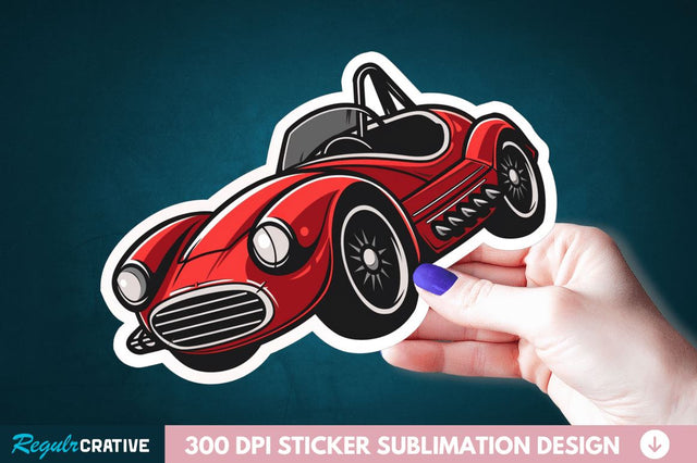Cute Racing Car Sticker Clipart Sublimation Regulrcrative 