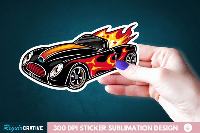 Cute Racing Car Sticker Clipart Sublimation Regulrcrative 
