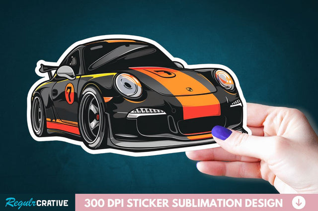 Cute Racing Car Sticker Clipart Sublimation Regulrcrative 
