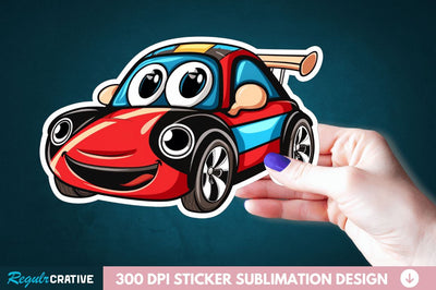 Cute Racing Car Sticker Clipart Sublimation Regulrcrative 