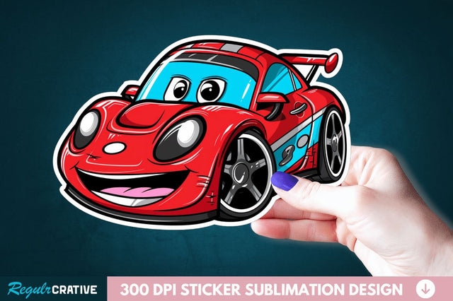 Cute Racing Car Sticker Clipart Sublimation Regulrcrative 