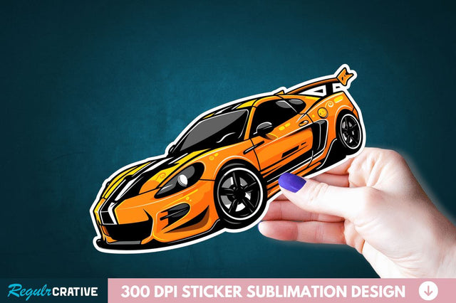 Cute Racing Car Sticker Clipart Sublimation Regulrcrative 
