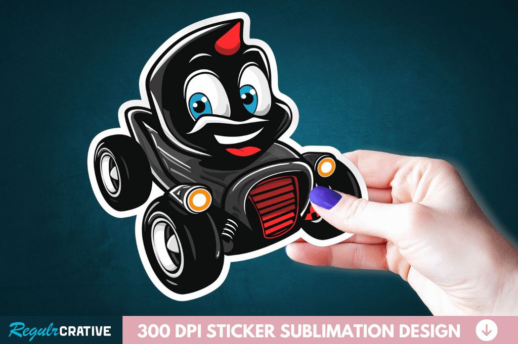 Cute Racing Car Sticker Clipart - So Fontsy