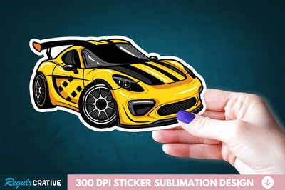 Cute Racing Car Sticker Clipart Sublimation Regulrcrative 