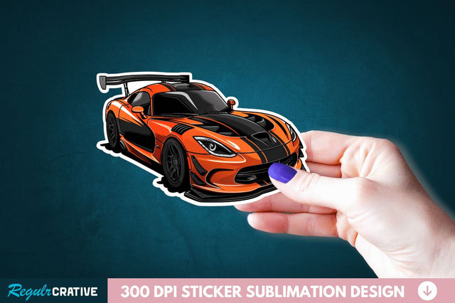 Cute Racing Car Sticker Clipart Sublimation Regulrcrative 