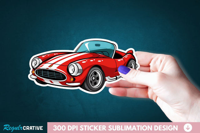 Cute Racing Car Sticker Clipart Sublimation Regulrcrative 