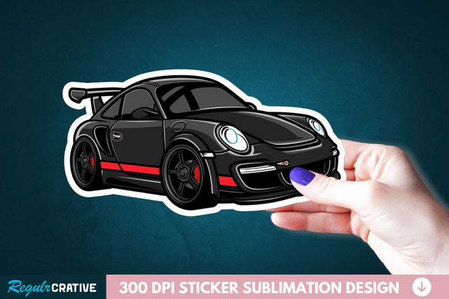 Cute Racing Car Sticker Clipart Sublimation Regulrcrative 