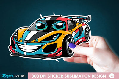 Cute Racing Car Sticker Clipart Sublimation Regulrcrative 