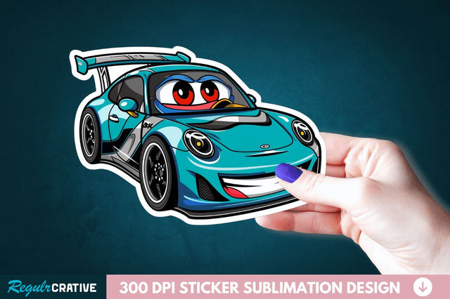 Cute Racing Car Sticker Clipart Sublimation Regulrcrative 