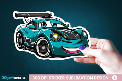Cute Racing Car Sticker Clipart Sublimation Regulrcrative 