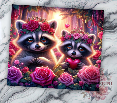 Cute Racoon Valentines 20oz Tumbler Wrap PNG, Racoon Tumbler PNG Sublimation Design, Straight & Tapered Tumbler Wrap, Instant Digital Download Sublimation Li Zamperini 