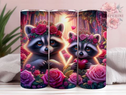 Cute Racoon Valentines 20oz Tumbler Wrap PNG, Racoon Tumbler PNG Sublimation Design, Straight & Tapered Tumbler Wrap, Instant Digital Download Sublimation Li Zamperini 