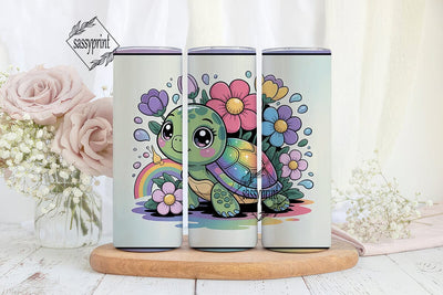 Cute Rainbow Turtle 20oz Tumbler Wrap Sublimation sassyprint 