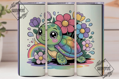 Cute Rainbow Turtle 20oz Tumbler Wrap Sublimation sassyprint 
