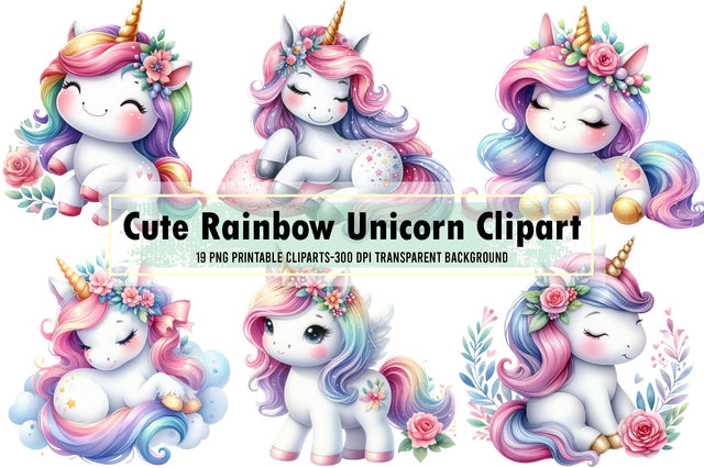 Cute Rainbow Unicorn Sublimation Clipart Sublimation designartist 