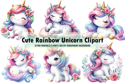 Cute Rainbow Unicorn Sublimation Clipart Sublimation designartist 