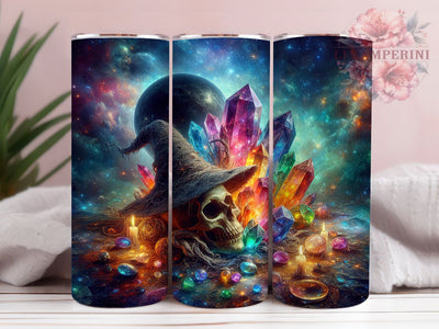 Cute Rainbow Witch Halloween Tumbler, Halloween Wrap, 20Oz Tumbler, Sublimation Design, Spooky Season, Crystal Magic, Rainbow Vibes Sublimation Li Zamperini 
